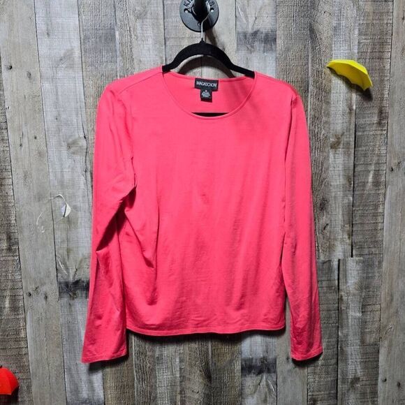 Magaschoni Pink Silk Blend LS Tee - Picture 1 of 4